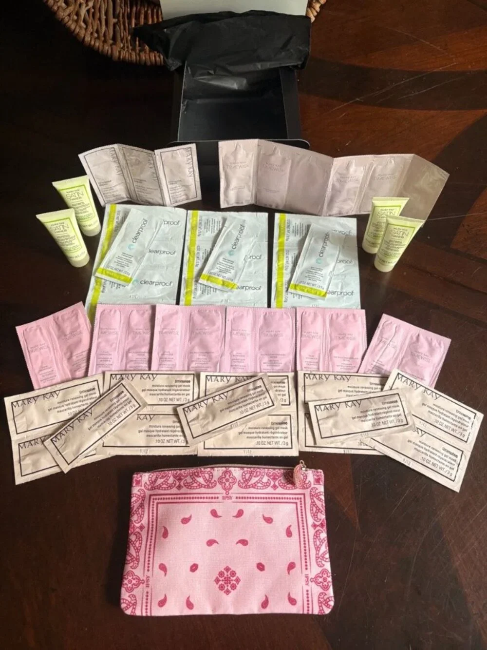 Mary Kay Skincare Sample Lot + Pink Ipsy Bandana Pouch